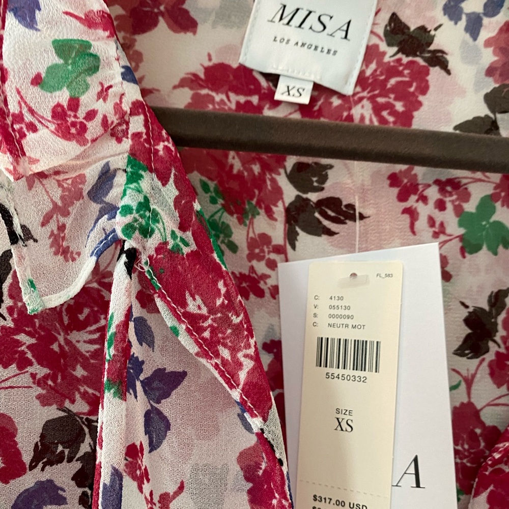 NWT Misa Los Angeles Delilah Floral Mini Dress in Neutral Motif - Picture 7 of 7